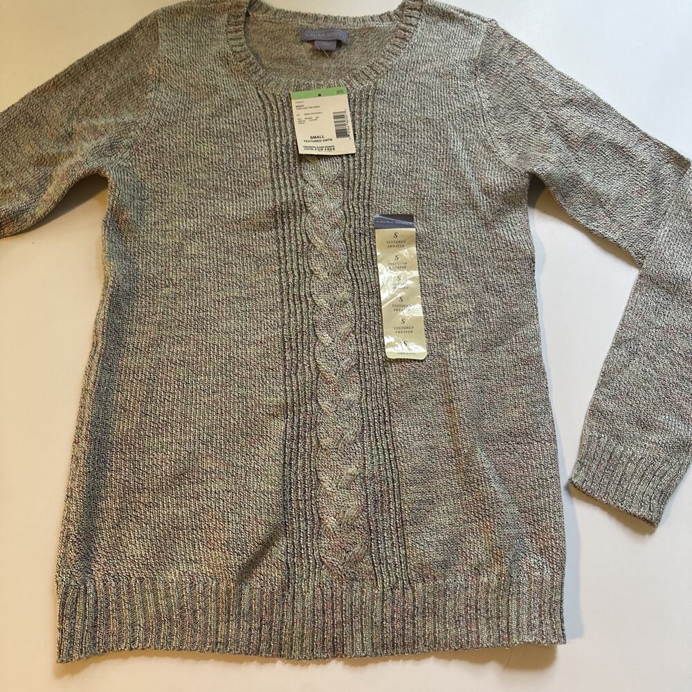 NWT Laura Scott Women’s Small Textured Sweater Multicolored Long Sleeve Light